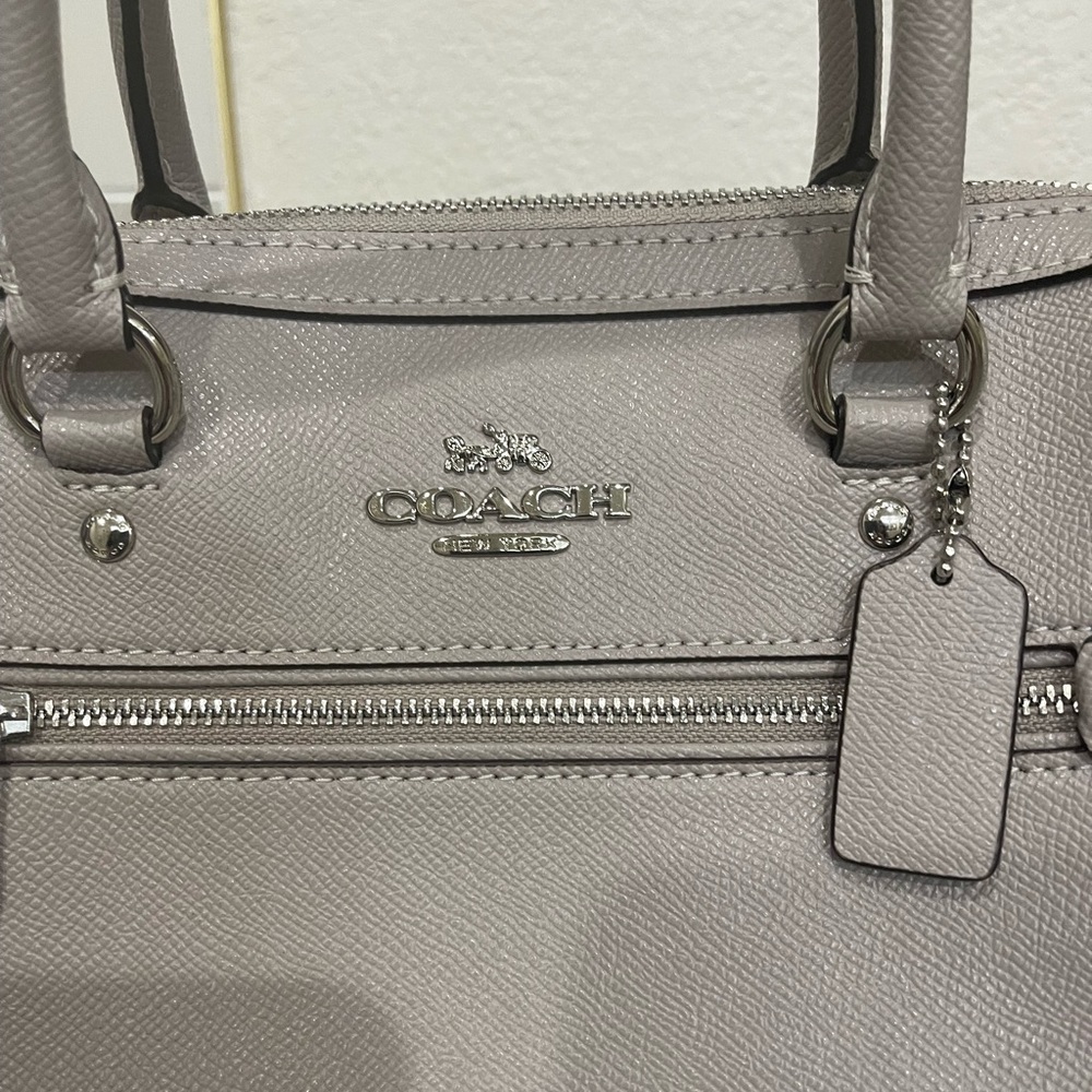 NWT Coach Medium Rowan Satchel Crossbody in Crossgrain Leather Twilight/Silver
